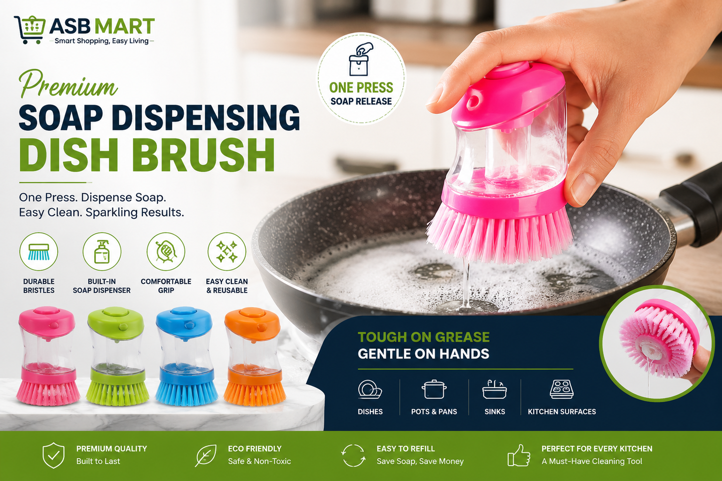 Premium Soap Dispensing Dish Brush